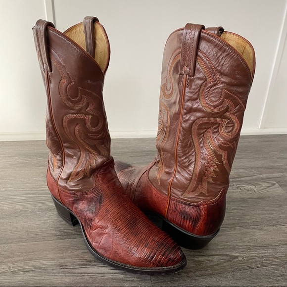 Tony Lama Other - TONY LAMA TEJU LIZARD LEATHER WESTERN COWBOY BOOTS 8540 BROWN RED 10.5 MENS